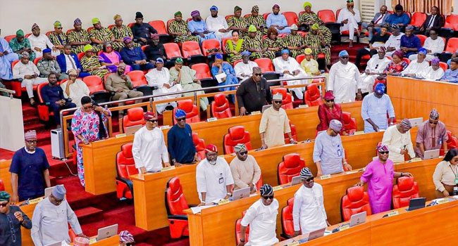 Members of the Lagos State House of Assembly are seen during plenary. Credit: X/@lshaofficial