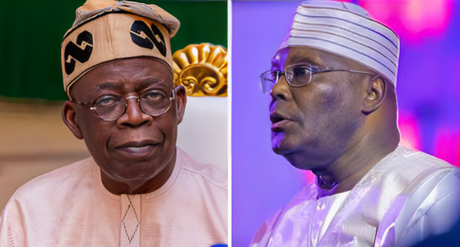 A photo combination of President Bola Tinubu and Atiku Abubakar.
